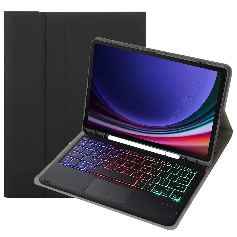 A710B-AS For Samsung Galaxy Tab S10 Lite / S10 FE / S9 FE / S9  X710 / X716B / X718U Backlit Bluetooth-Compatible Keyboard Case - Black - 1