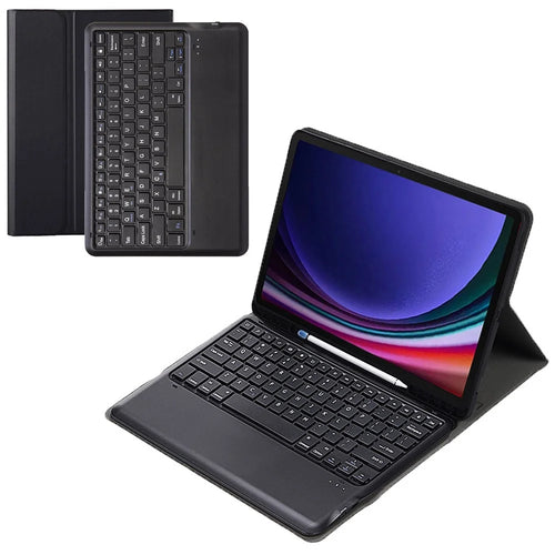 A810B For Samsung Galaxy Tab S9+ X810 / X816 / X818 Detachable Bluetooth-compatible Keyboard Case Shockproof Tablet Cover with Pen Slot - Black - 1