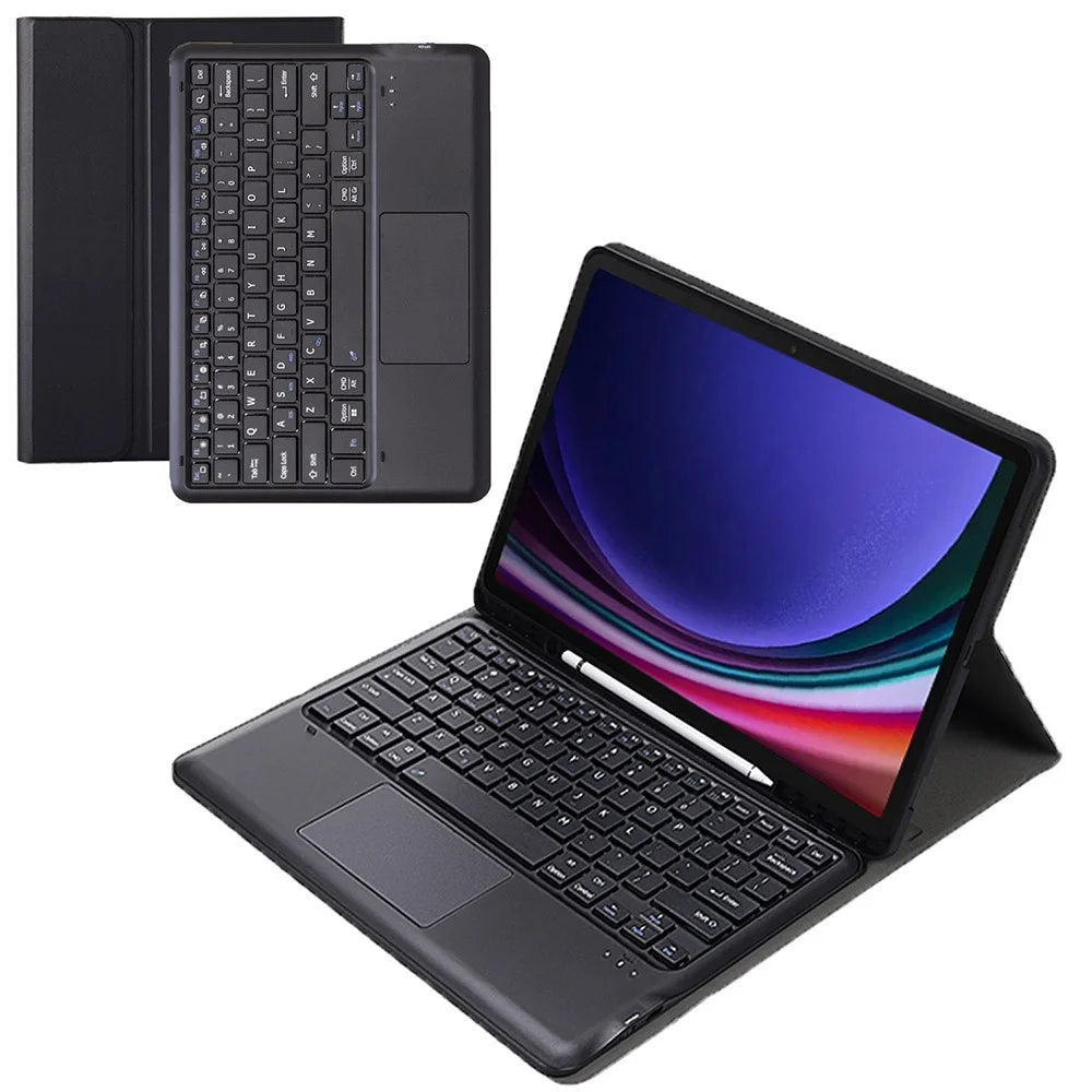 A810B-A For Samsung Galaxy Tab S9+ X810 / X816 / X818 Detachable Bluetooth-compatible Keyboard Case with Touchpad, Protective Tablet Case - Black - 1
