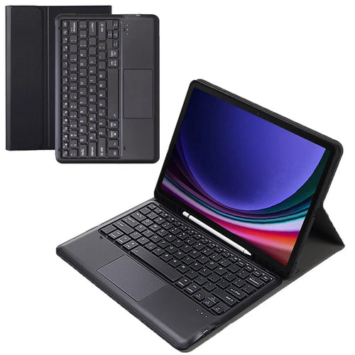 A810B-A For Samsung Galaxy Tab S9+ X810 / X816 / X818 Detachable Bluetooth-compatible Keyboard Case with Touchpad, Protective Tablet Case - Black - 1