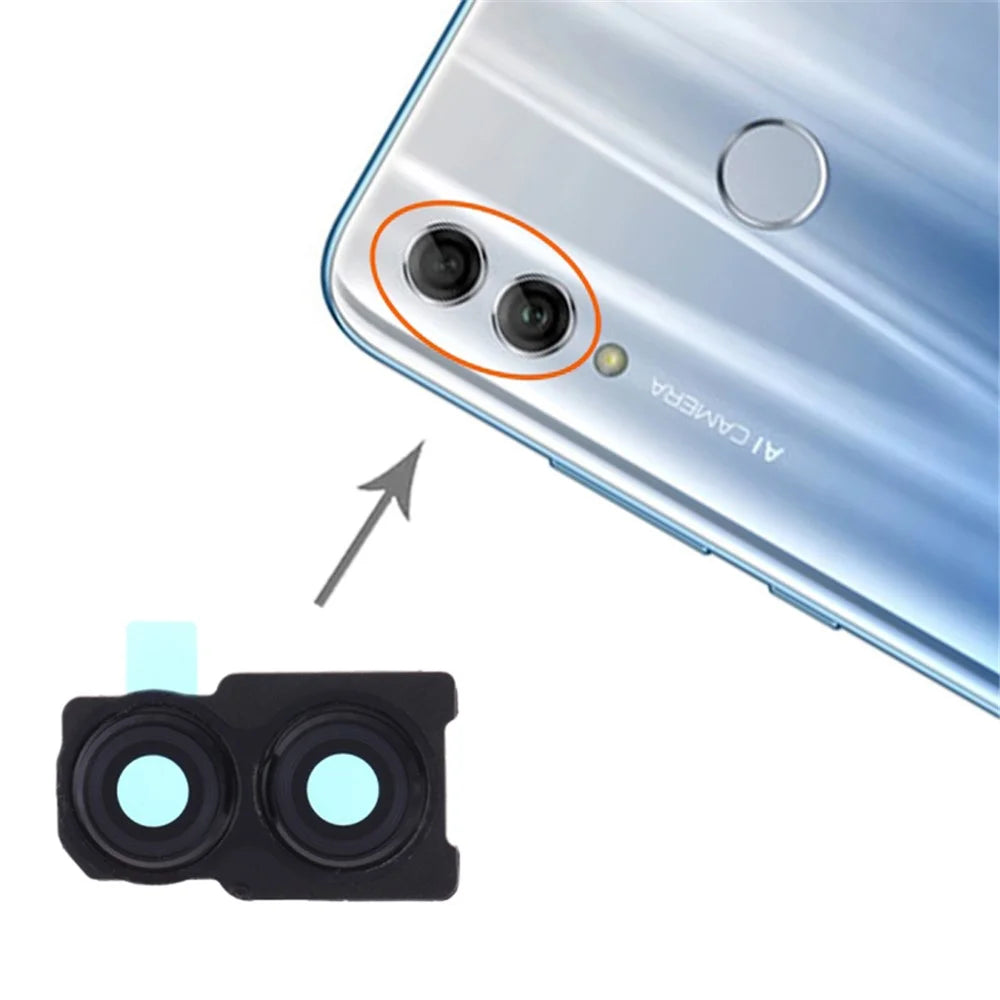 For Huawei Honor 10 Lite OEM Back Camera Lens Holder Cover with Glass Replacement Part (without Logo) - Black - 3