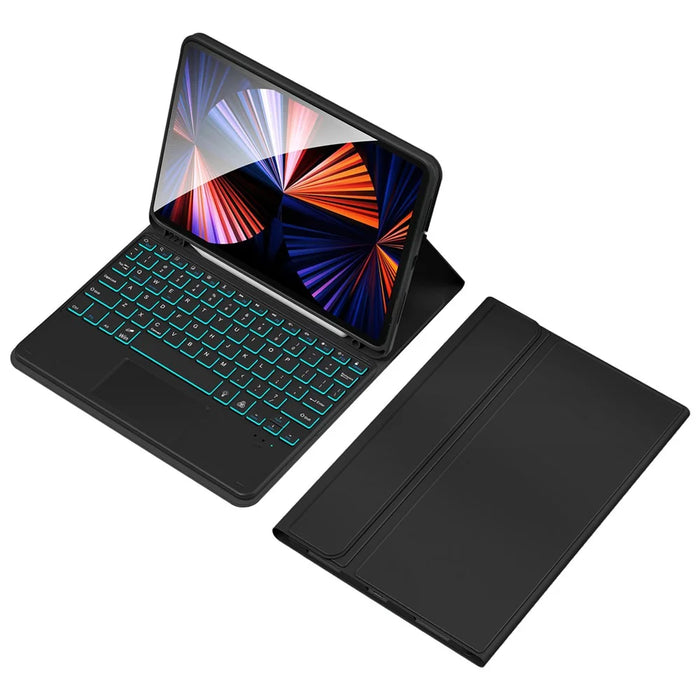 TP-1099 For iPad (2025) / 10.9 (2022) Touchpad Bluetooth-Compatible Keyboard Case with Backlit, PU+PC Pen Slot Tablet Case - 1