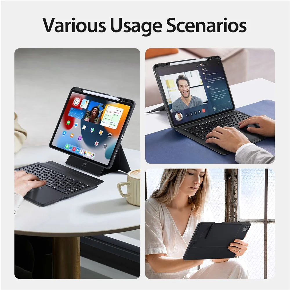 DUX DUCIS for iPad Pro 12.9 (2022)  /  (2021)  /  (2020) Detachable Bluetooth-compatible Keyboards Tablet Stand Leather Case with Touchpad - 6