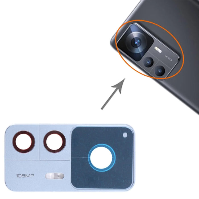 For Xiaomi 12T 5G OEM Back Camera Lens Holder Cover with Glass Replacement Part (without Logo) - Blue - 3