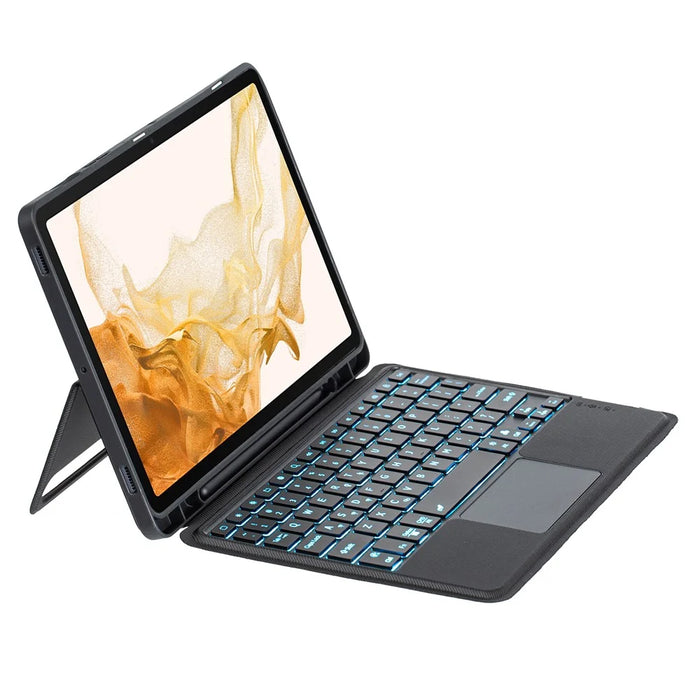 T870B-AS for Samsung Galaxy Tab S7 T870 T875  /  S8 X700 X706 2 in 1 Bluetooth-compatible Keyboard Tablet Stand Case with Pen Slot  /  Touchpad  /  Backlight - 3