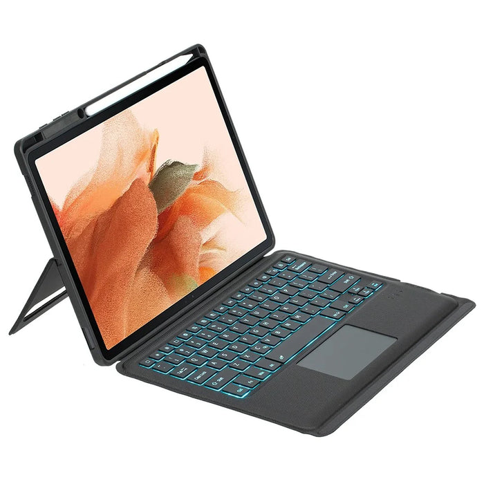 T970B-AS for Samsung Galaxy Tab S7+ T970  /  S7 FE T730  /  S8+ X800 Detachable Bluetooth-compatible Keyboard Smart Tablet Case with Touchpad  /  Backlight - 3