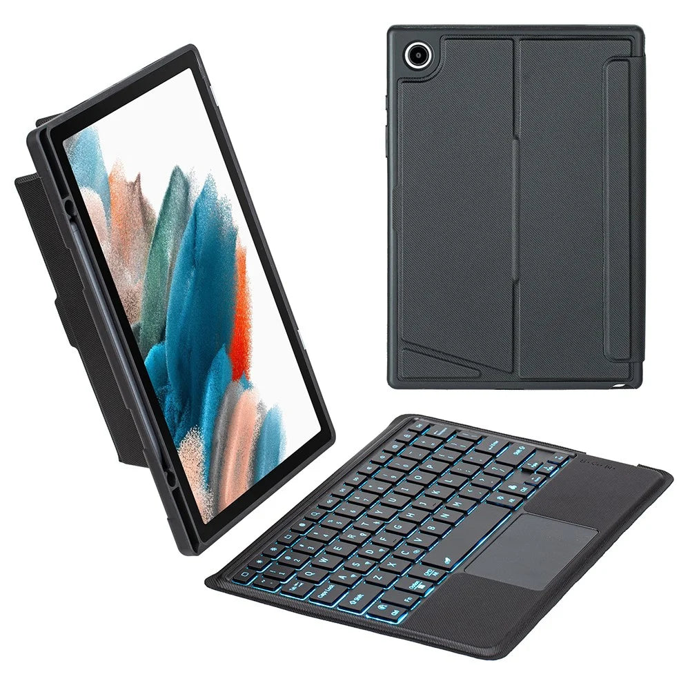 TA08B-AS for Samsung Galaxy Tab A8 10.5 (2022)  /  A8 10.5 (2021) 2 in 1 Bluetooth-compatible Keyboard Smart Tablet Case Stand with Pen Holder  /  Touchpad - 1