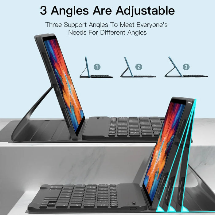 For Lenovo Tab P11 TB-J606F / L Backlight 2 in 1 Bluetooth-compatible Keyboard Tablet Case Stand with Mouse - Black - 3