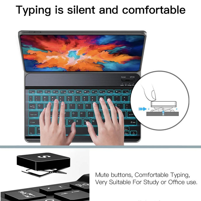 For Lenovo Tab P11 TB-J606F / L Backlight 2 in 1 Bluetooth-compatible Keyboard Tablet Case Stand with Mouse - Black - 5