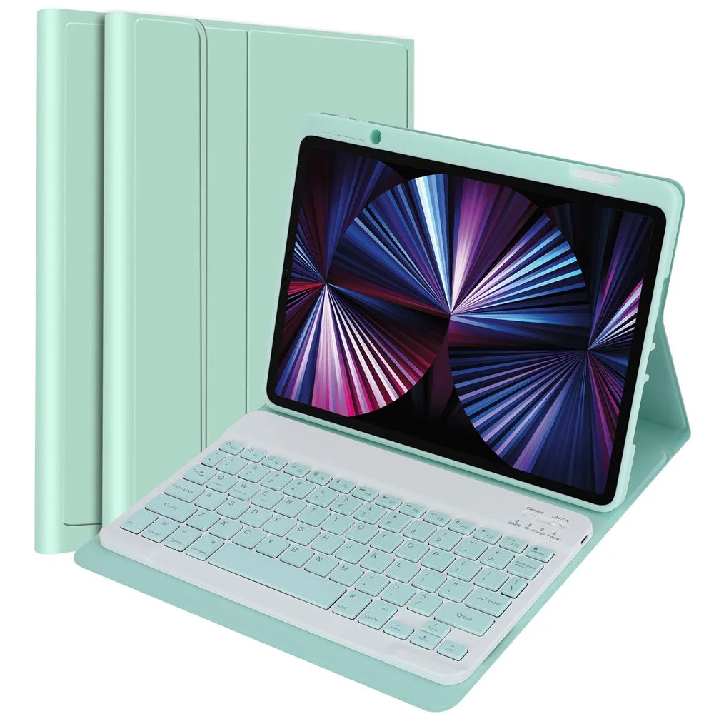 SK-3016 For iPad Air 11 (2026) / (2025) / (2024) / Pro 11 (2020) / (2021) / (2022) / (2018)  / Air (2020) / (2022) Bluetooth-Compatible Keyboard Case - Green - 1