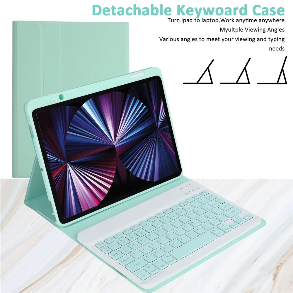 SK-3016 For iPad Air 11 (2026) / (2025) / (2024) / Pro 11 (2020) / (2021) / (2022) / (2018)  / Air (2020) / (2022) Bluetooth-Compatible Keyboard Case - Green - 6
