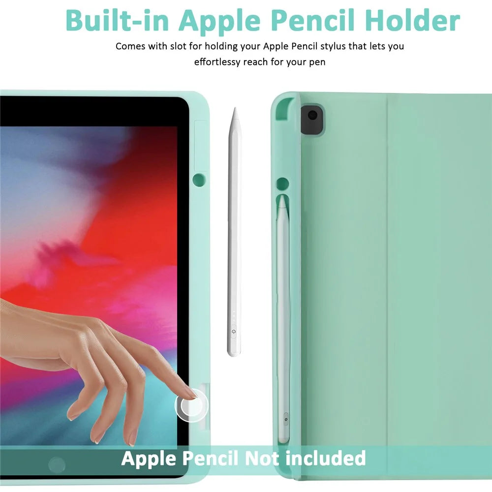 SK-3012 For iPad Air 10.5 inch (2019) / Pro 10.5-inch (2017) / iPad 10.2 (2021) / (2019) / (2020) Bluetooth-compatible Keyboard Tablet Case PU+TPU Protective Cover - Green - 4