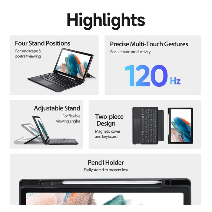 DUX DUCIS for Samsung Galaxy Tab A8 10.5 (2022)  /  (2021) 3 in 1 Magnetic Detachable Bluetooth-compatible Keyboards Tablet Stand Case - 4