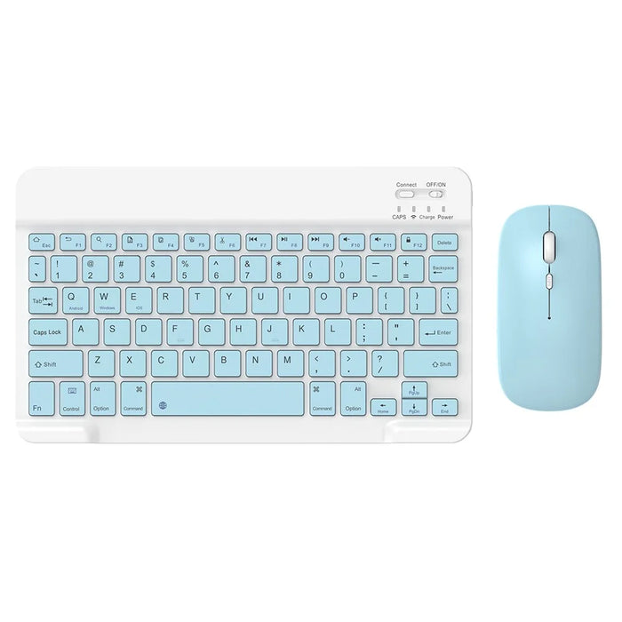 030 Wireless Keyboard and Mouse Combo 10-inch Rechargeable Mouse Keyboard Set for Mac / iOS / Windows / Android - Sky Blue - 1