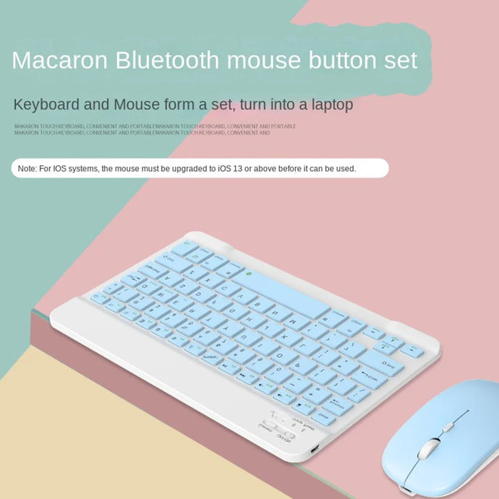 030 Wireless Keyboard and Mouse Combo 10-inch Rechargeable Mouse Keyboard Set for Mac / iOS / Windows / Android - Sky Blue - 3