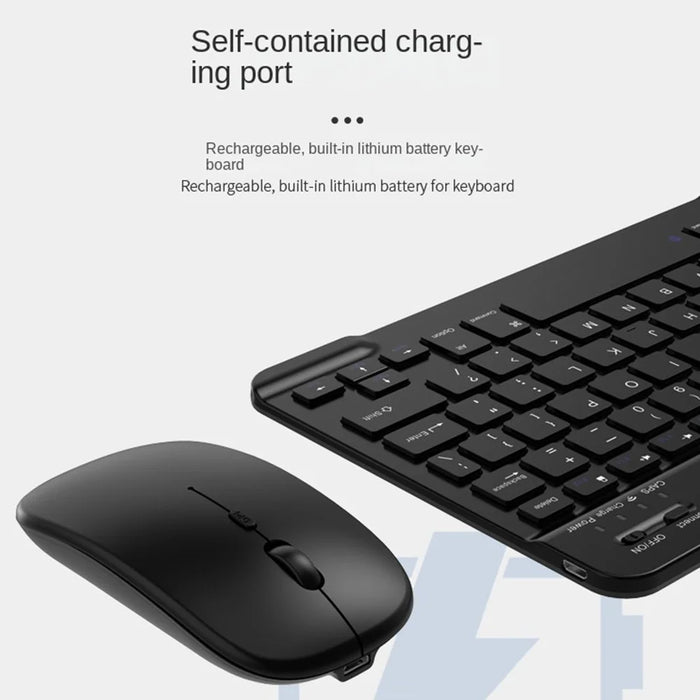 030 Wireless Keyboard and Mouse Combo 10-inch Rechargeable Mouse Keyboard Set for Mac / iOS / Windows / Android - Sky Blue - 4