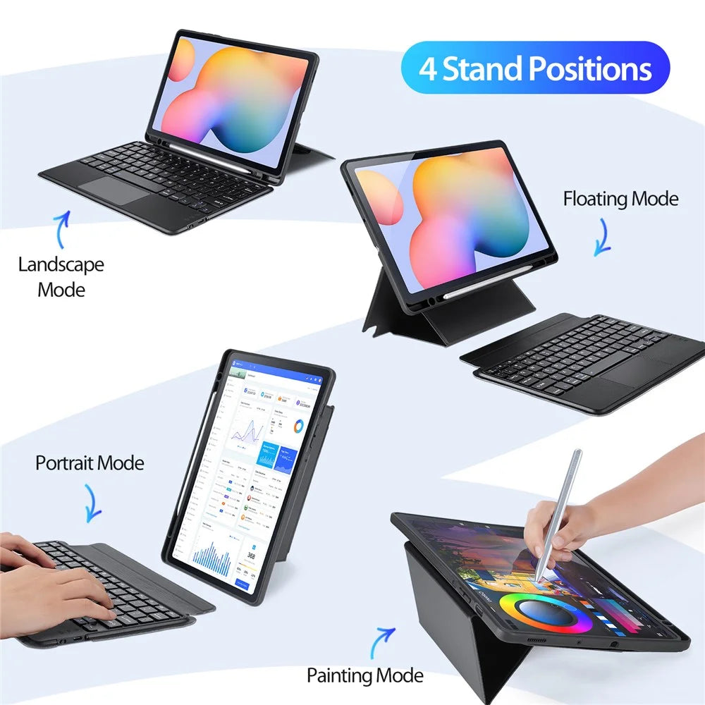 DUX DUCIS For Samsung Galaxy Tab S6 Lite (2020) / S6 Lite (2022) / (2024) Magnetic Bluetooth-compatible Keyboard PU Leather Tablet Case - 7