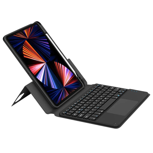 FT-5011 For iPad Air 11 (2026) / (2025) / (2024) / Air (2020) (2022) / Pro 11 (2018) / (2020) / (2021) / (2022) Leather Case Keyboard with Touchpad - Black - 1