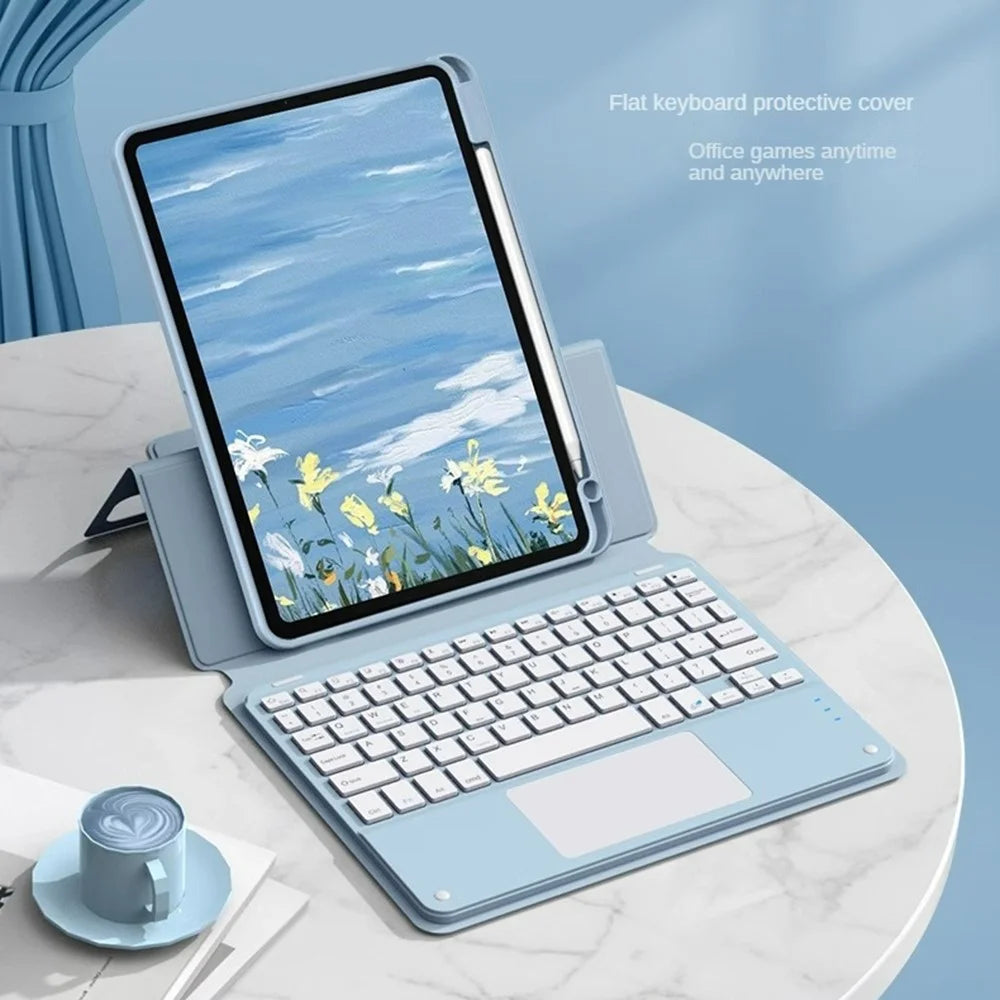 FT-5011 For iPad Air 11 (2026) / (2025) / (2024) / Air (2020) (2022) / Pro 11 (2018) / (2020) / (2021) / (2022) Leather Case Keyboard with Touchpad - Black - 3