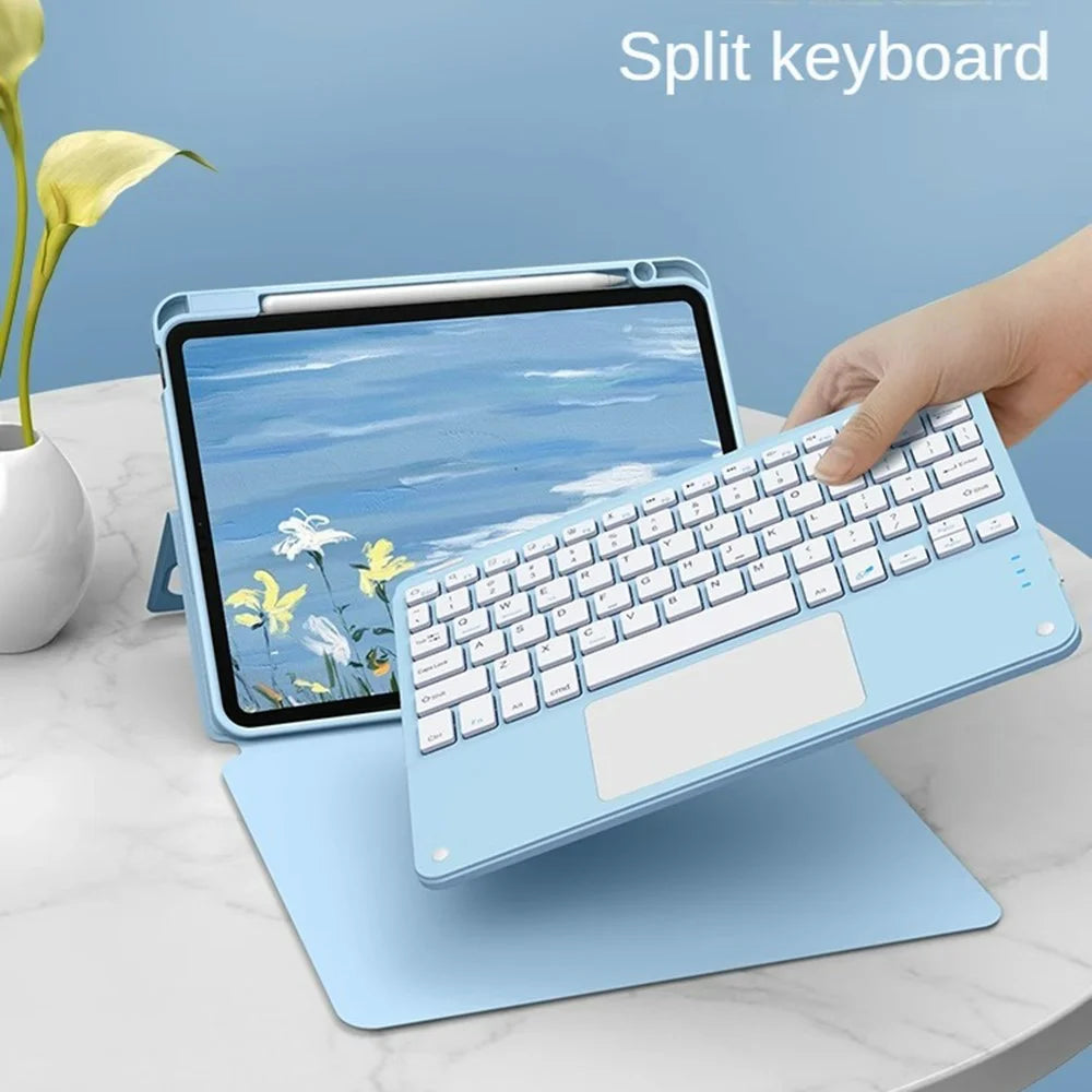 FT-5011 For iPad Air 11 (2026) / (2025) / (2024) / Air (2020) (2022) / Pro 11 (2018) / (2020) / (2021) / (2022) Leather Case Keyboard with Touchpad - Black - 4