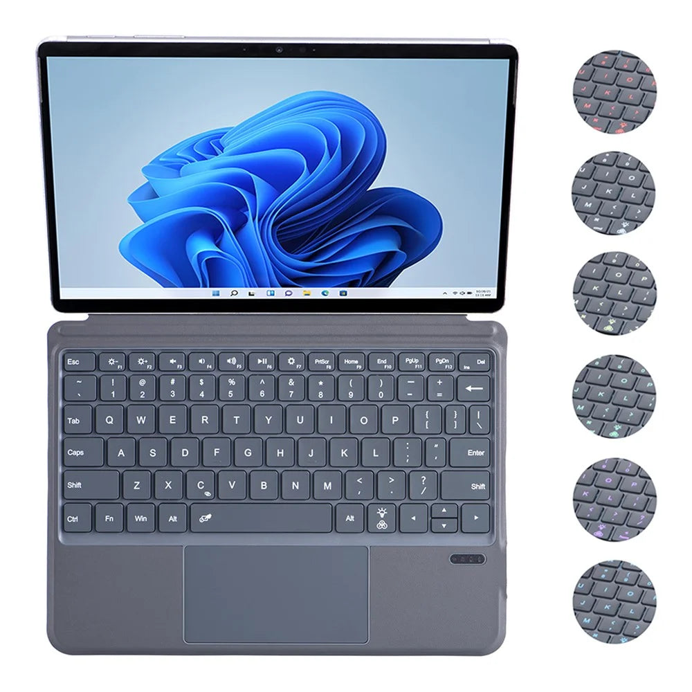 FT-2087D For Microsoft Surface Go / Go 2 / Go 3 PU Leather Case + Touchpad Bluetooth-compatible Keyboard with Backlit - 1
