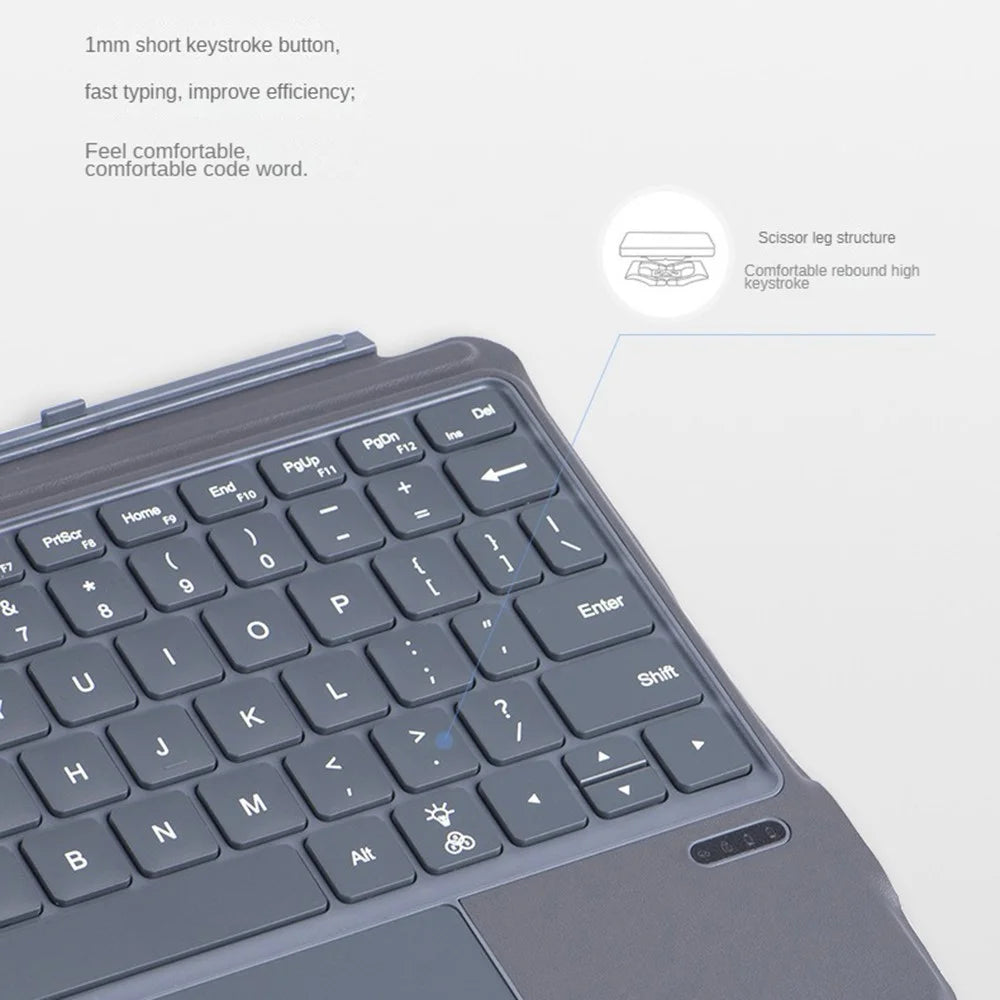 FT-2087D For Microsoft Surface Go / Go 2 / Go 3 PU Leather Case + Touchpad Bluetooth-compatible Keyboard with Backlit - 6