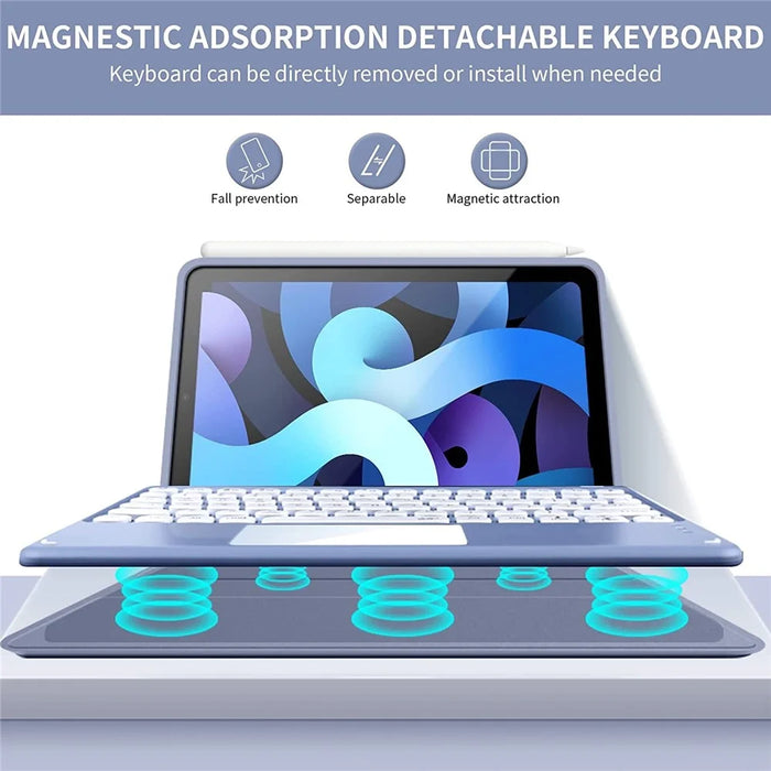 TP-1099 For iPad (2025) / 10.9 (2022) Detachable Bluetooth-Compatible Keyboard Case Pencil Slot Protective Tablet Case - Purple - 4