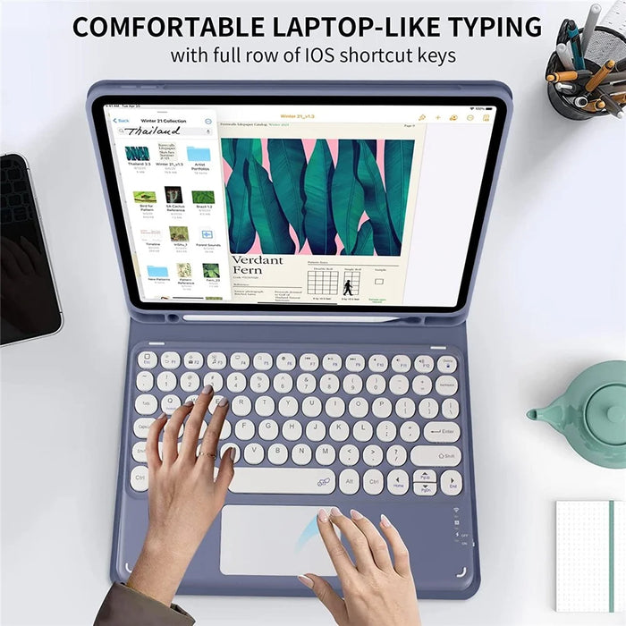 TP-1099 For iPad (2025) / 10.9 (2022) Detachable Bluetooth-Compatible Keyboard Case Pencil Slot Protective Tablet Case - Purple - 6