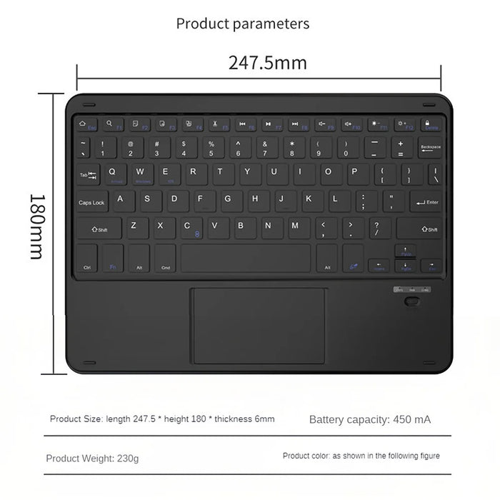 172 Wireless Keyboard with Touchpad Portable Bluetooth-compatible Keyboard for iOS / Mac Android Windows - Sky Blue - 5