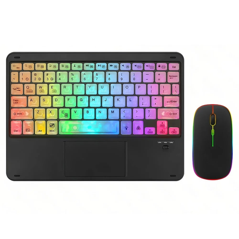 172 Wireless Keyboard and Mouse Combo RGB Backlit Bluetooth-compatible 5.1 Keyboard Mouse Set with Touchpad - Black - 1
