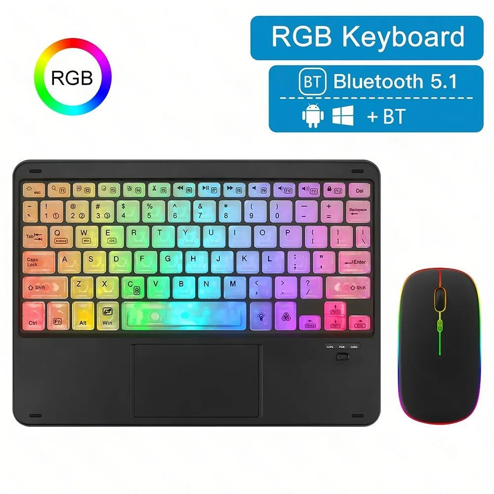 172 Wireless Keyboard and Mouse Combo RGB Backlit Bluetooth-compatible 5.1 Keyboard Mouse Set with Touchpad - Black - 2