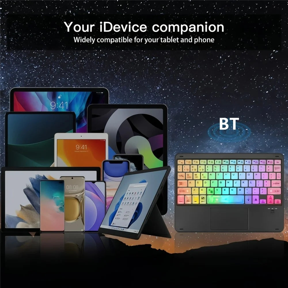 172 Wireless Keyboard and Mouse Combo RGB Backlit Bluetooth-compatible 5.1 Keyboard Mouse Set with Touchpad - Black - 4