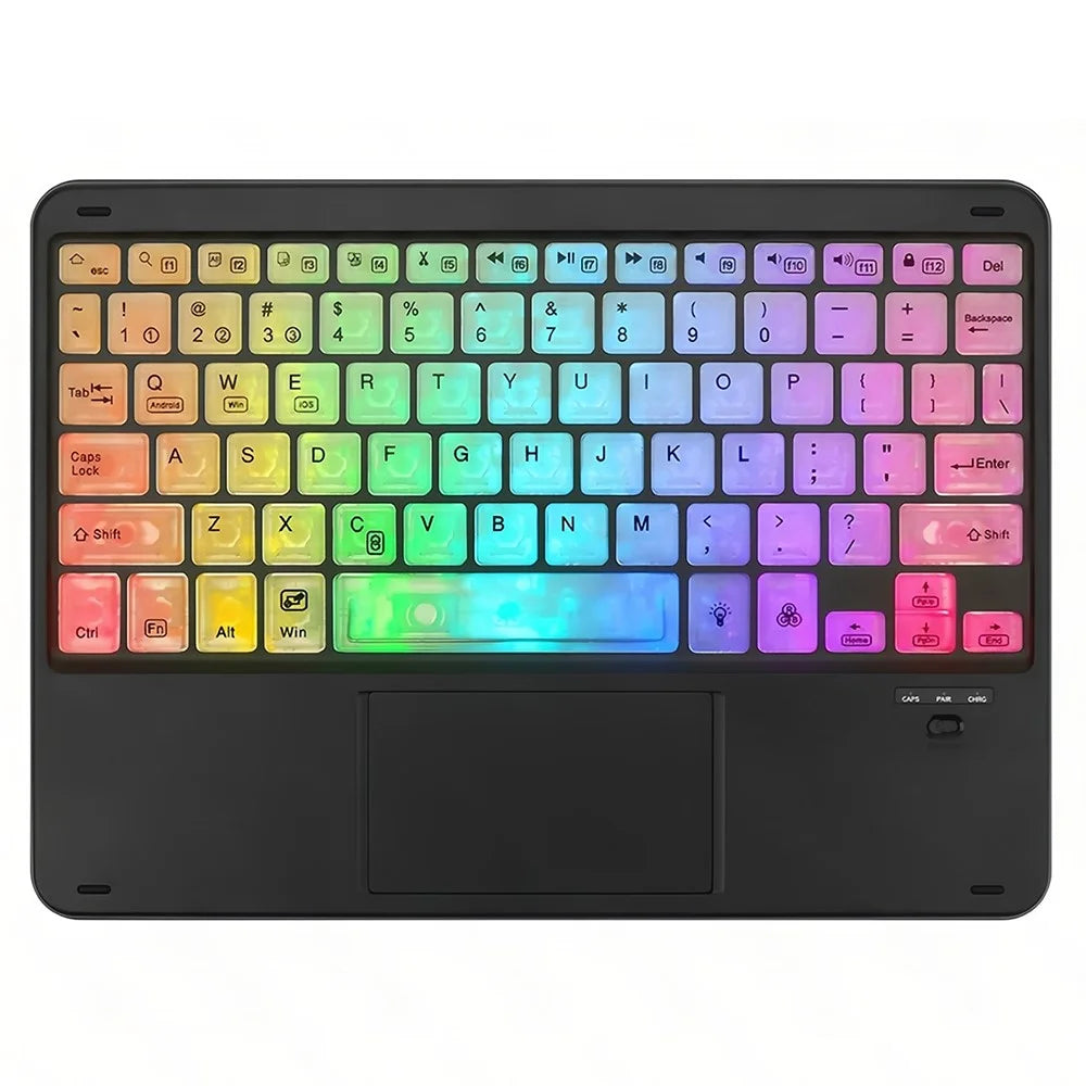 172 Wireless Touchpad Keyboard RGB Backlit Bluetooth-compatible 5.1 Rechargeable Keyboard - Black - 1