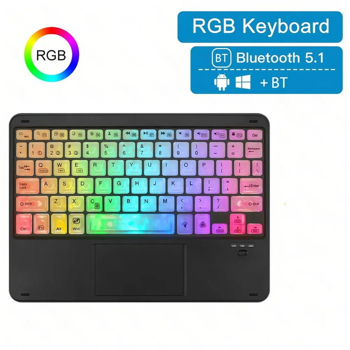 172 Wireless Touchpad Keyboard RGB Backlit Bluetooth-compatible 5.1 Rechargeable Keyboard - Black - 2