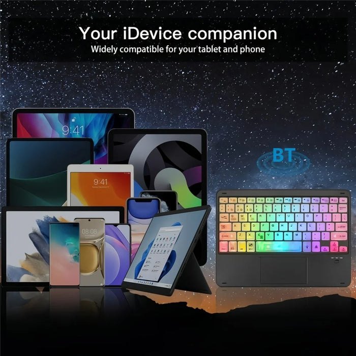 172 Wireless Touchpad Keyboard RGB Backlit Bluetooth-compatible 5.1 Rechargeable Keyboard - Black - 4