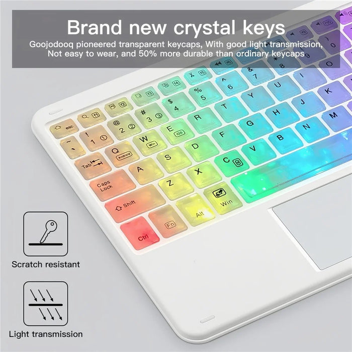 172 Wireless Touchpad Keyboard RGB Backlit Bluetooth-compatible 5.1 Rechargeable Keyboard - Black - 6