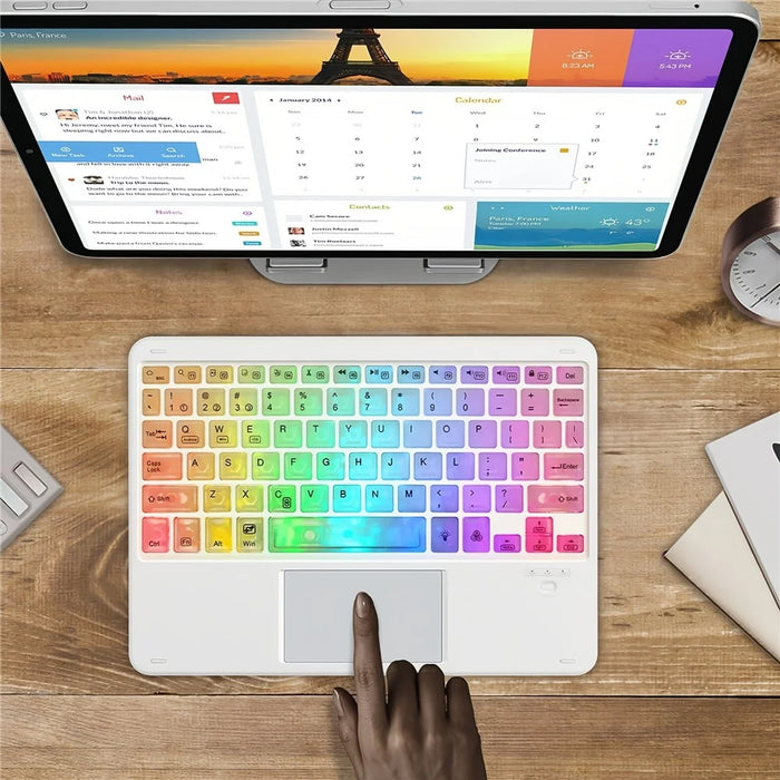 172 Wireless Touchpad Keyboard RGB Backlit Bluetooth-compatible 5.1 Rechargeable Keyboard - Black - 7