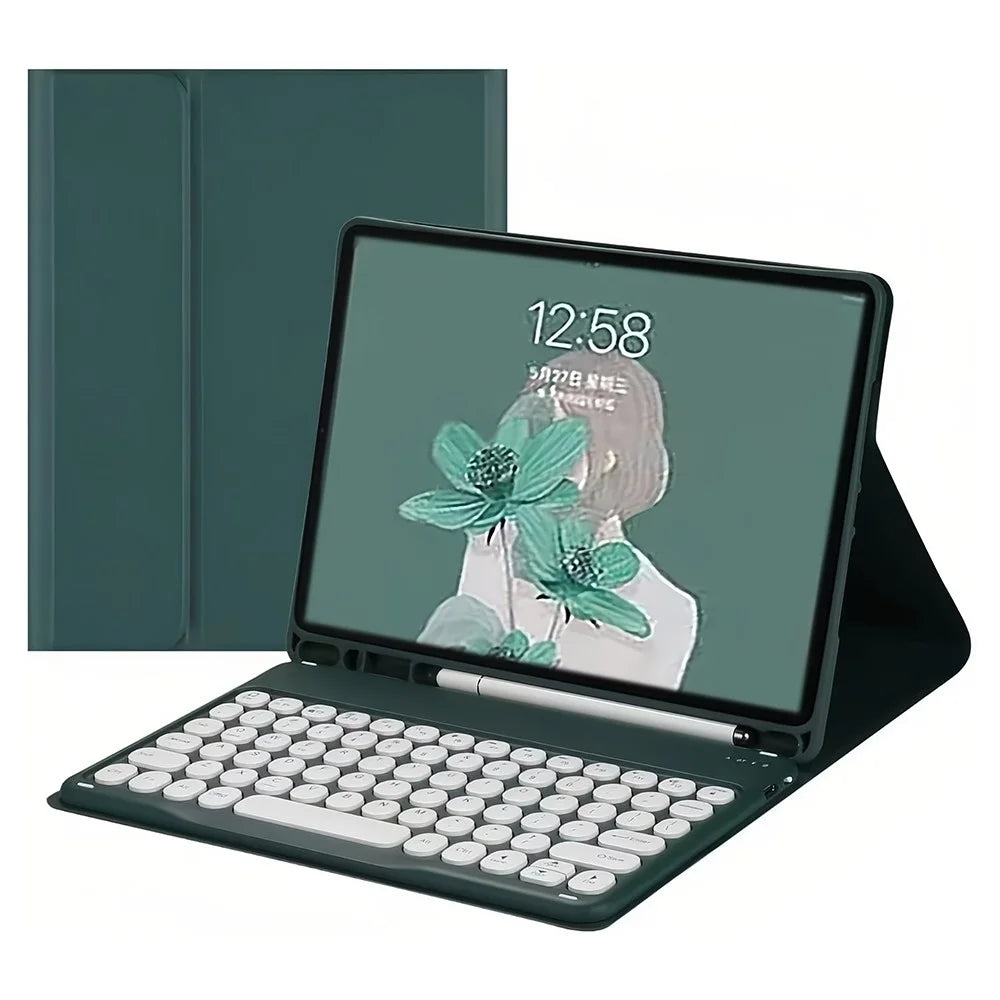 SK-1109 For iPad Air 11 (2026) / (2025) / (2024) / Pro 11 (2020) / (2021) / (2022) / Air (2020) (2022) Bluetooth-Compatible Keyboard Cover - Midnight Green - 1
