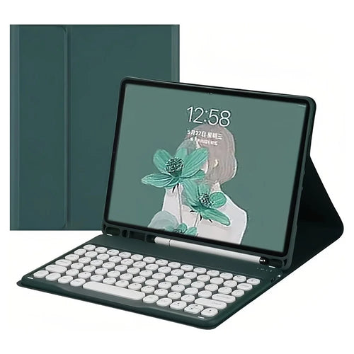 SK-1109 For iPad Air 11 (2026) / (2025) / (2024) / Pro 11 (2020) / (2021) / (2022) / Air (2020) (2022) Bluetooth-Compatible Keyboard Cover - Midnight Green - 1