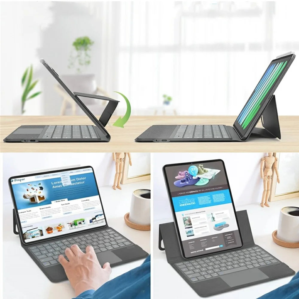 Sk-3125 / 6 For iPad Air 11 (2026) / (2025) / (2024) / Air (2020) / Air (2022) / Pro 11 (2022)(2021)(2020) Leather Tablet Case Bluetooth-Compatible Keyboard - 4