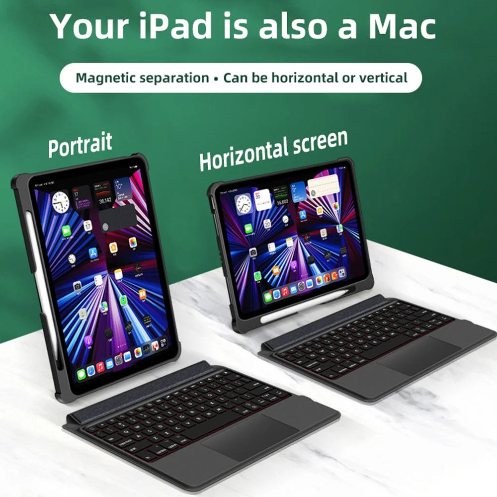 T5209D For iPad Pro 12.9-inch (2018) / (2020) / (2021) / (2022) Backlit Bluetooth-compatible Keyboard with PU Leather Tablet Case - 5