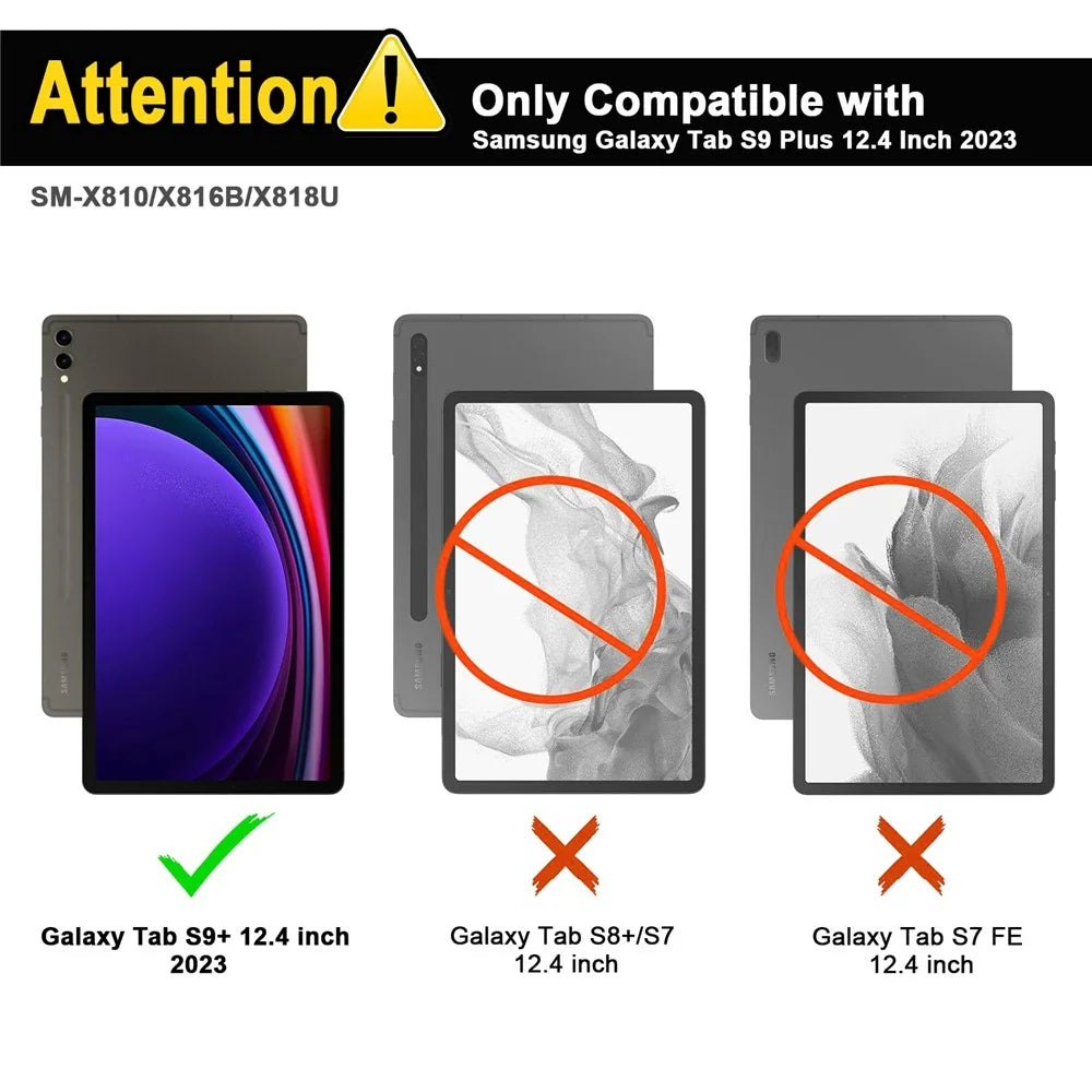 SK-X810 For Samsung Galaxy Tab S9+ SM-X810 / X816B / X818U Leather Case with Detachable Wireless Bluetooth-compatible Keyboard - Black - 6