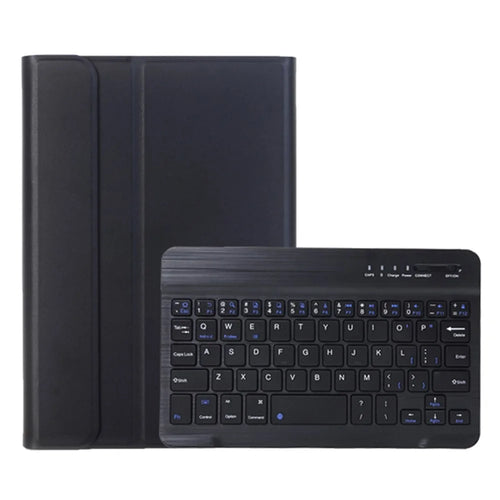 A221B For Samsung Galaxy Tab A9 X110 X115 Protective Leather Case + Bluetooth-compatible Keyboard with Pen Slot - Black - 1