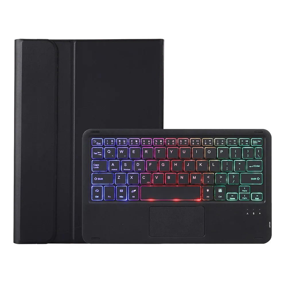 A09B-AS For Samsung Galaxy Tab A9+ X210 X215 X216 Leather Cover + Touchpad Bluetooth-compatible Keyboard with Backlight and Pen Slot - Black - 5