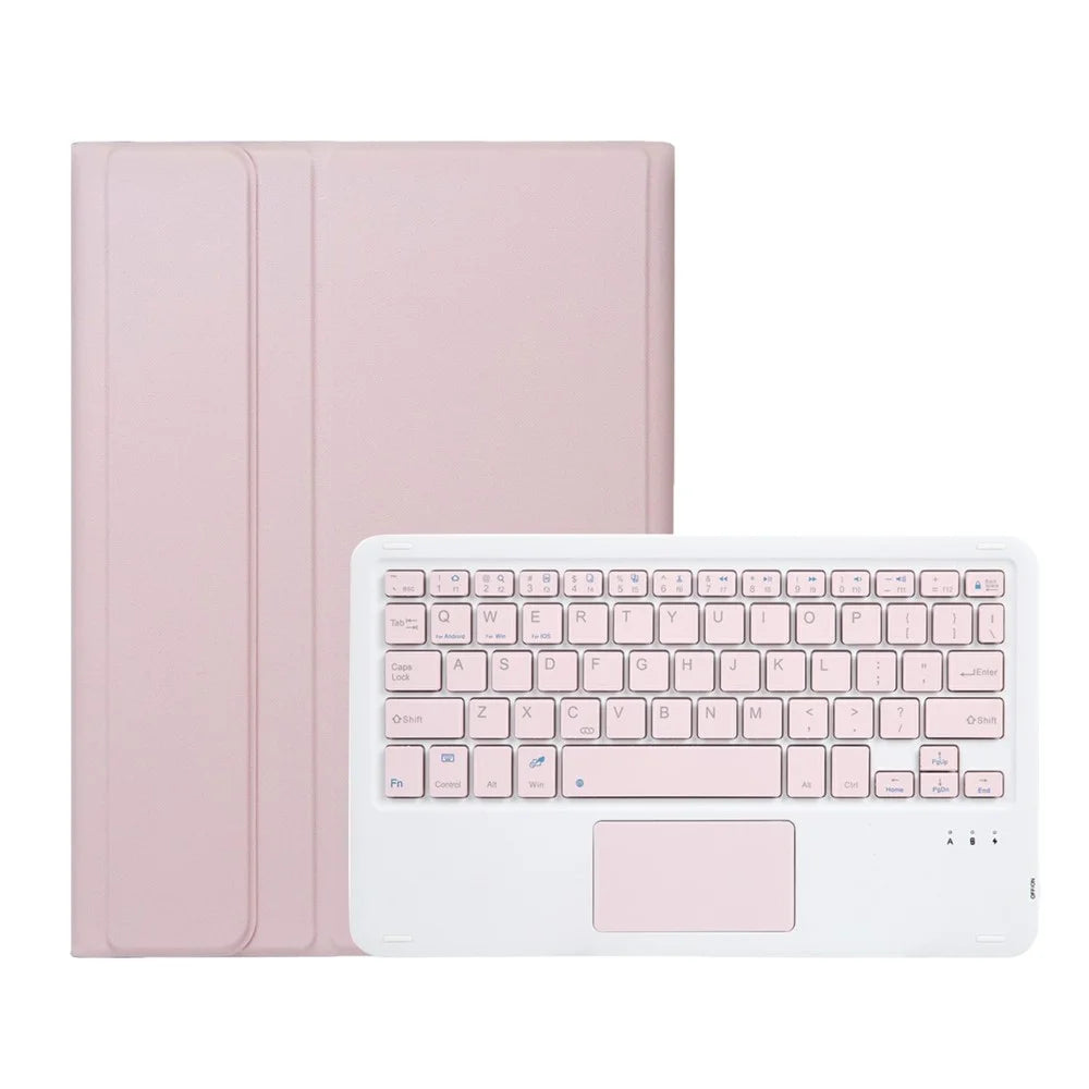 A09B-A For Samsung Galaxy Tab A9+ X210 X215 X216 Leather Case + Touchpad Bluetooth-compatible Keyboard with Pen Slot - Pink - 2