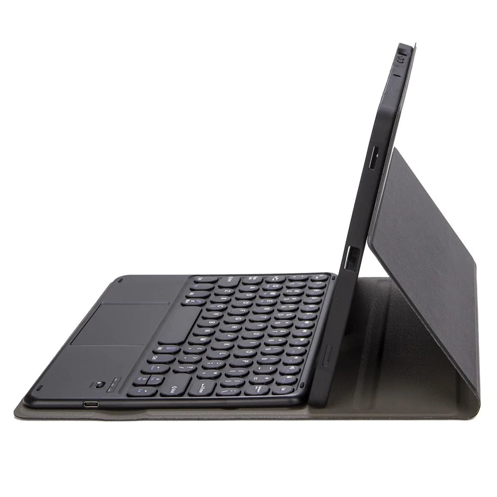 Y09B-A For Samsung Galaxy Tab A9+ X210 X215 X216 Leather Case + Round Keys Design Keyboard with Touchpad and Pen Slot - Black - 3