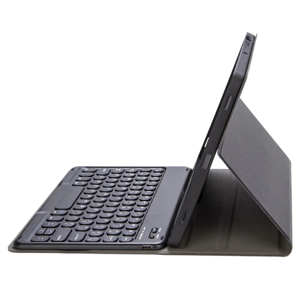 Y09B For Samsung Galaxy Tab A9+ X210 X215 X216 Stand Leather Cover + Round Cap Bluetooth-compatible Keyboard Pen Slot - Black - 3