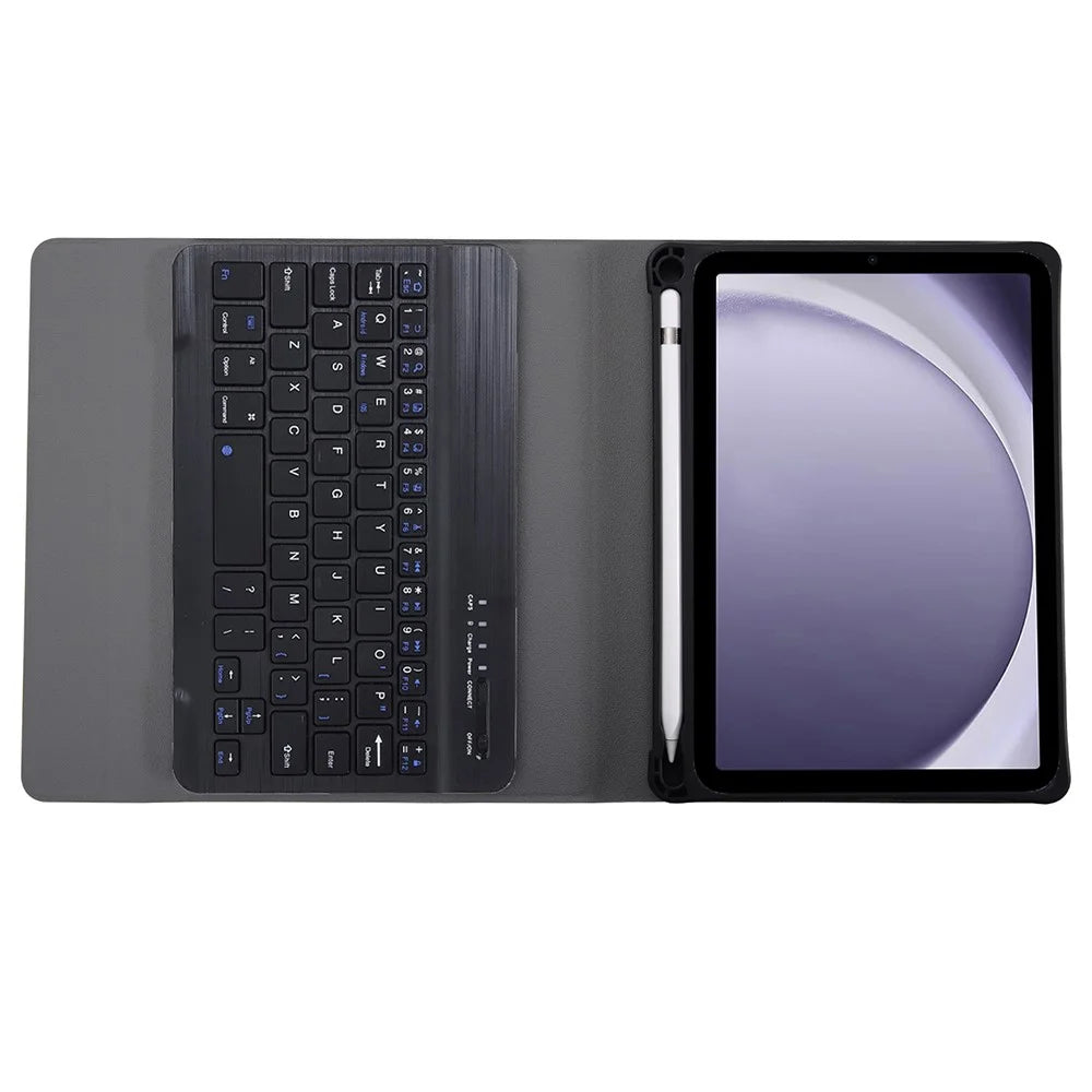 SK-X115 For Samsung Galaxy Tab A9 SM-X110 / X115 Bluetooth-compatible Keyboard Shockproof Case Leather Flip Tablet Cover - Black - 5