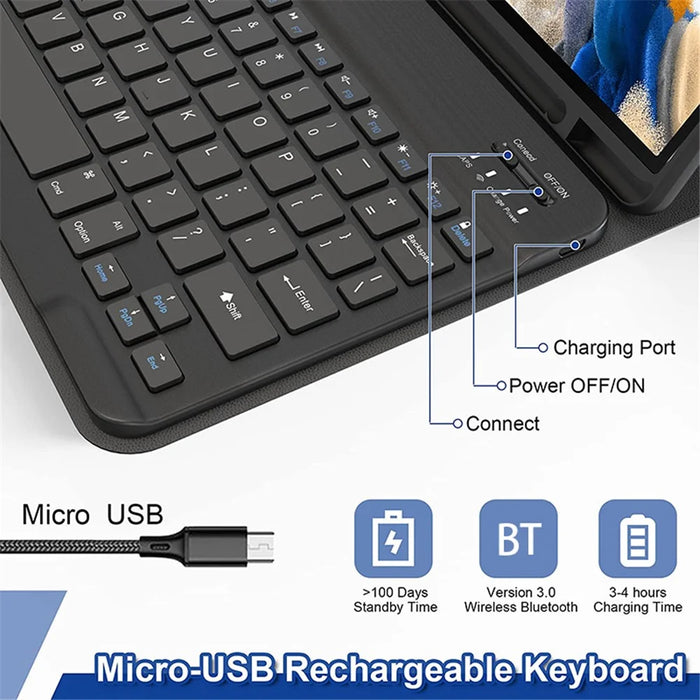 A11 For iPad Pro 11-inch (2018) / (2020) / (2021) / (2022) Bluetooth-compatible Keyboard Set with Mouse, Rotating Kickstand Tablet Case - Purple - 2