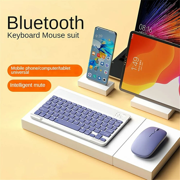 A11 For iPad Pro 11-inch (2018) / (2020) / (2021) / (2022) Bluetooth-compatible Keyboard Set with Mouse, Rotating Kickstand Tablet Case - Purple - 3